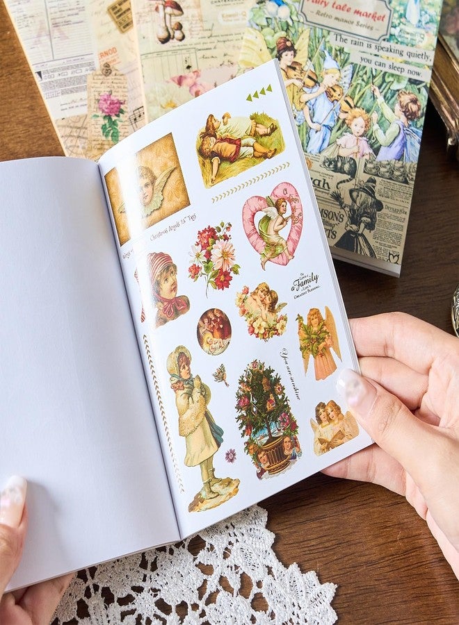 ATRI Flower and Mushroom, Paper Collage, Fairy Tale Market, Angel Memory Sticker Book for Decorating Notebook, Scrapbook, Laptop, Smartphone, Mobile and More Pack of 4 - Image 5